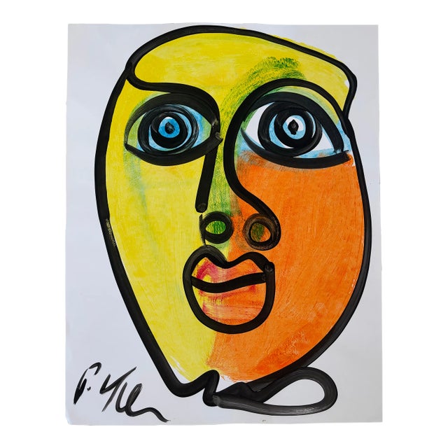 Peter Keil Abstract Acrylic Painting on Paper For Sale