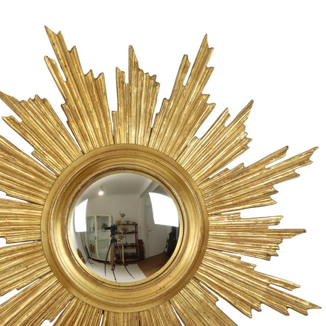 Deknudt Sunburst Sun Mirror in Gilded Wood, 1960s For Sale - Image 11 of 18