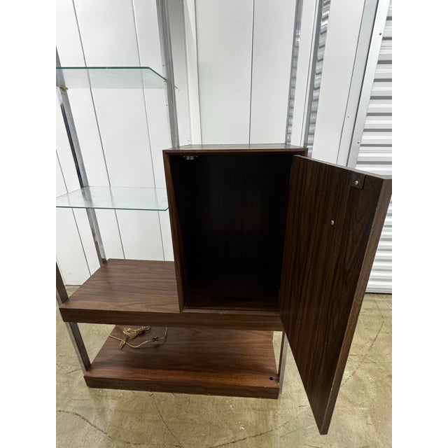 Brown Vintage Chrome and Veneer Etagere by Sunrise Design For Sale - Image 8 of 12