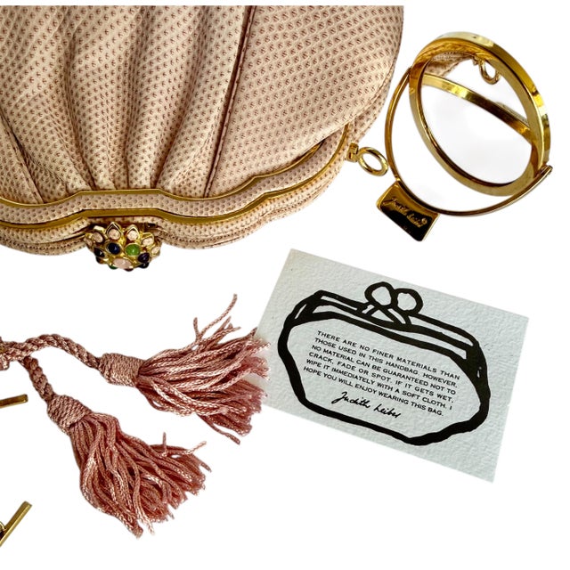 1990s Judith Leiber Karung Snakeskin Tassel Gemstone Day Evening Shoulder Handbag Vintage For Sale - Image 14 of 18