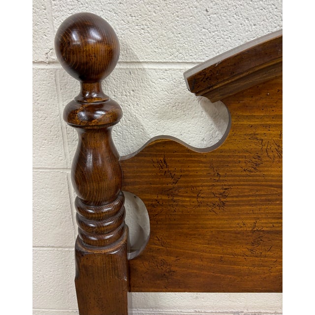 Vintage Convertible Queen or Full Size Traditional Pediment Cannonball Headboard For Sale In Kansas City - Image 6 of 10