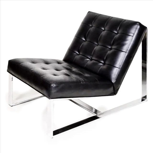 1960s Milo Baughman Ez Rider Lounge Chair, Black Leather, Thayer Coggin, 1969 For Sale - Image 5 of 6