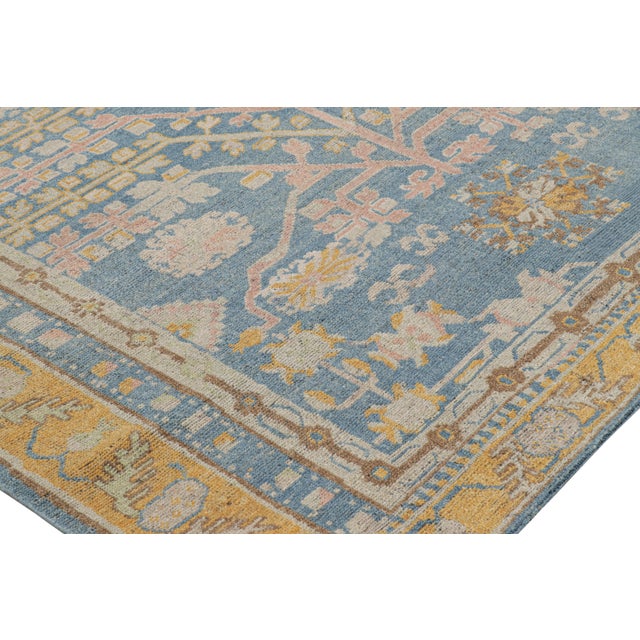 Rug & Kilim’s Khotan Samarkand Style Rug in Blue With Floral Medallions For Sale In New York - Image 6 of 7