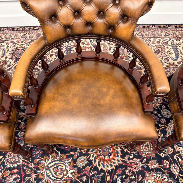 Brown English Chairs from Springvale Chesterfield, Set of 4 For Sale - Image 8 of 16