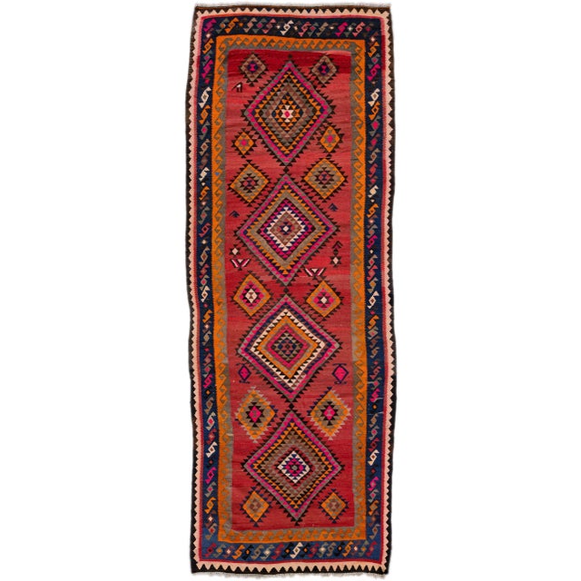 1960s Vintage Turkish Kilim Multicolor Handmade Tribal Wool Runner For Sale - Image 10 of 10