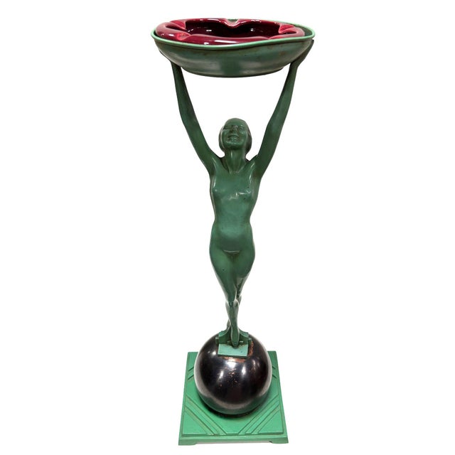 This lamp is all original from 1927. A Classic Model T330 Nude Art Deco Flapper girl Ashtray stand by the Frankart...