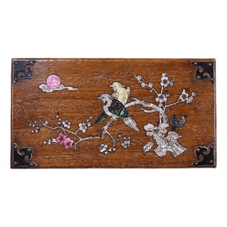 Huanghuali Style Wood Jewelry Box With Mother of Pearl Inlay – Bird & Flower Motif For Sale