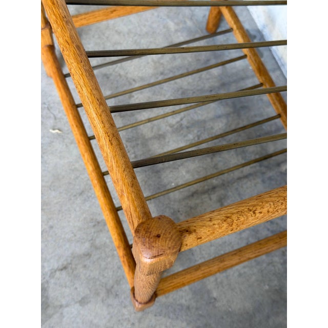Oak Shoe Rack With Metal Spindles Danish Mid-Century Modern 1970s For Sale - Image 4 of 9