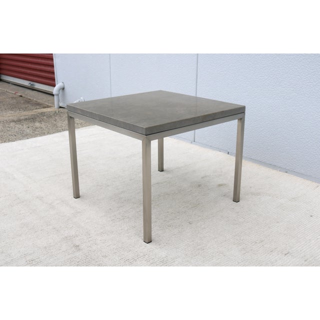 Parsons Style Square Occasional Table Concrete Top and Stainless Steel Base For Sale - Image 10 of 18