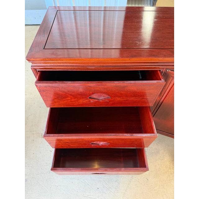 Vintage Chinese Carved Rosewood Dresser With Freestanding Floor Mirror – 2 Pieces For Sale - Image 14 of 18