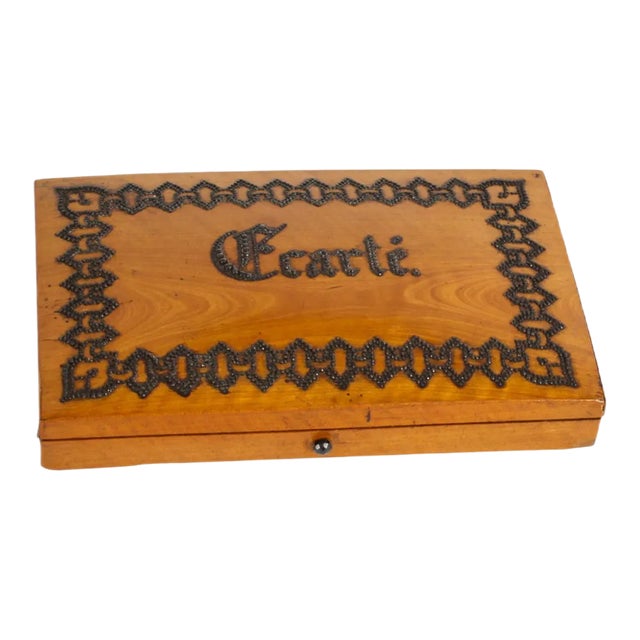 19th Century French Satinwood Ecarte Playing Card Box For Sale