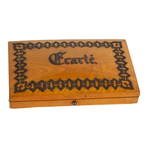 19th Century French Satinwood Ecarte Playing Card Box