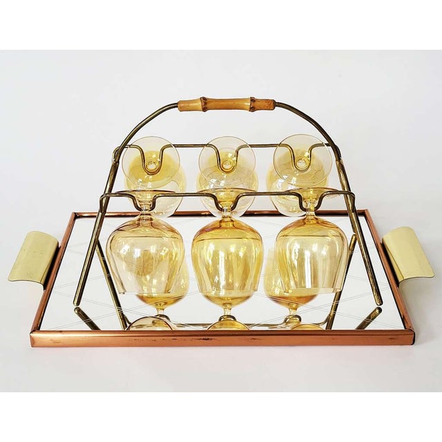 Mid-Century Modern Bamboo and Brass Cognac Glass Rack, 1950s For Sale - Image 4 of 5