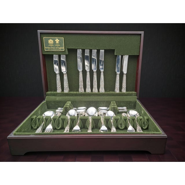 Sheffield Silver Cutlery Set for 8 from Arthur Price of England, 1990s, Set of 50 For Sale - Image 6 of 7