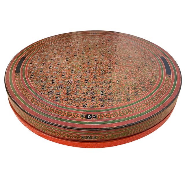 Paint Vintage Burmese Lacquer Wood Snack Sweet Box With Removable Compartments. 20” For Sale - Image 7 of 11
