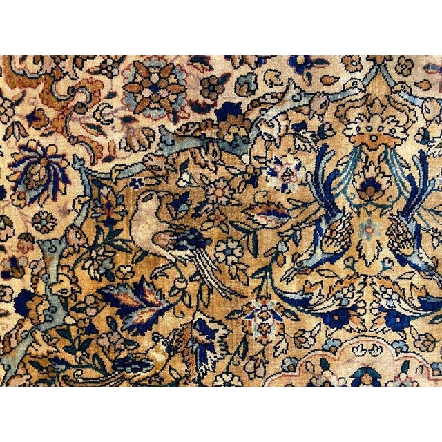 Antique Persian Kerman Carpet, Oriental Rug, Handmade, Ivory, Gold, Blue, Soft For Sale - Image 13 of 18