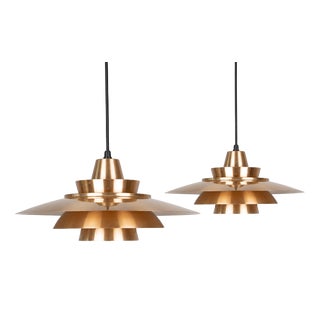 Vintage Aluminum Pendant Lamps by David Mogensen for Superlight, 1980s, Set of 2 For Sale