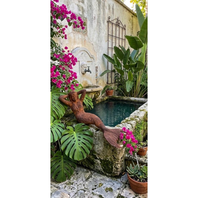 Antique Cast Iron Reclining Mermaid Garden Sculpture For Sale - Image 11 of 12