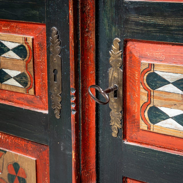 Wood Franconian Folk Art Hand-Painted Armoire, Early 19th Century For Sale - Image 7 of 8