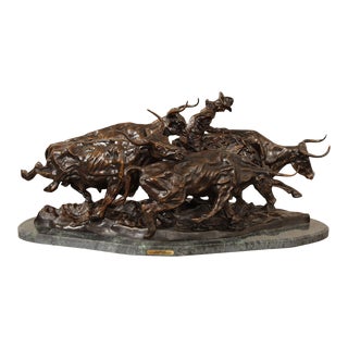 Frederic Remington 'Stampede' Monumental Bronze Sculpture For Sale