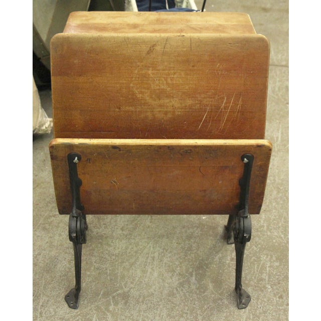 Traditional Antique Oak & Iron Childrens School Row Seat & Desk Combo For Sale - Image 3 of 9