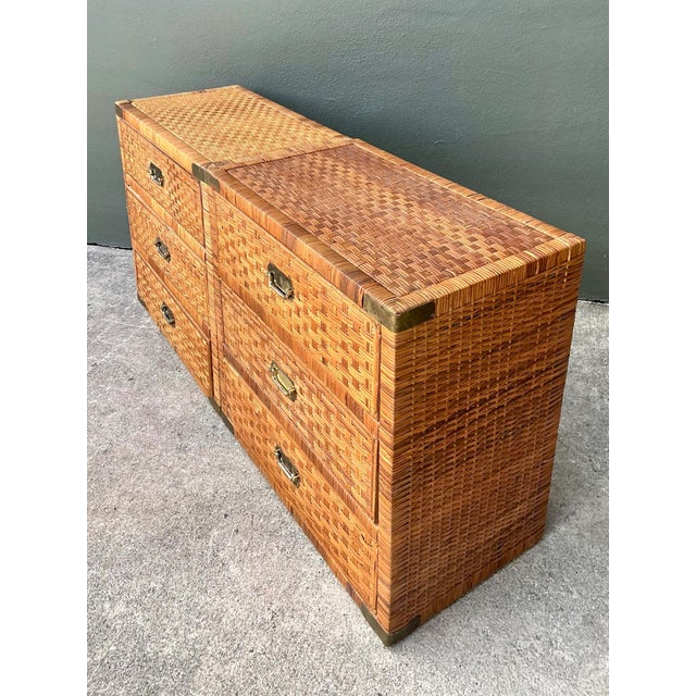 Vintage Woven Rattan Chest of Drawers - Set of 2 For Sale - Image 15 of 18