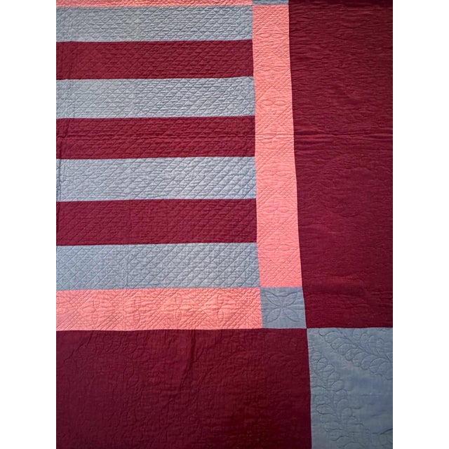 Textile Antique Amish Bars Quilt from Pennsylvania For Sale - Image 7 of 11