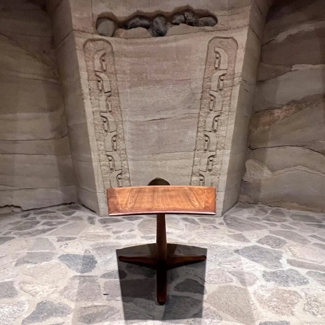 Drexel Parallel 1960s Drexel Barney Flagg Walnut Wedge Tripod Table For Sale - Image 4 of 12