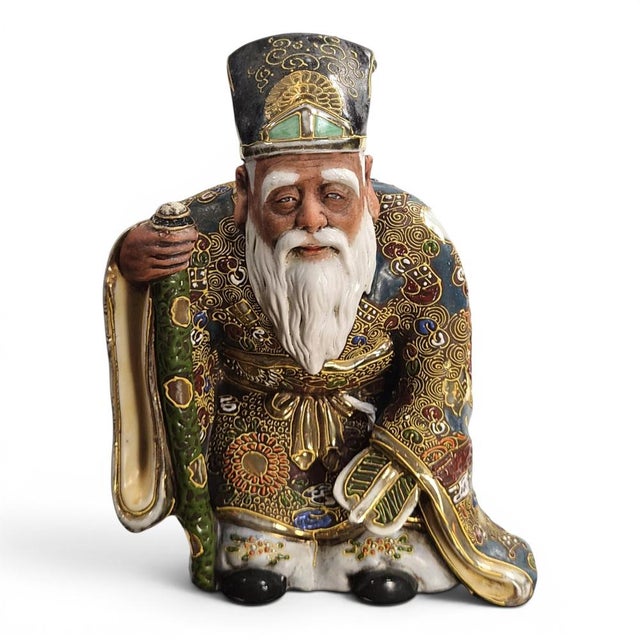 Unknown, Kutani Figure of Jurojin God of Longevity, 1800s, Ceramic For Sale - Image 9 of 9