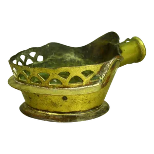 18th Century Chinese Pan Silk Iron Open Coal Bronze Reticulated Top Edge