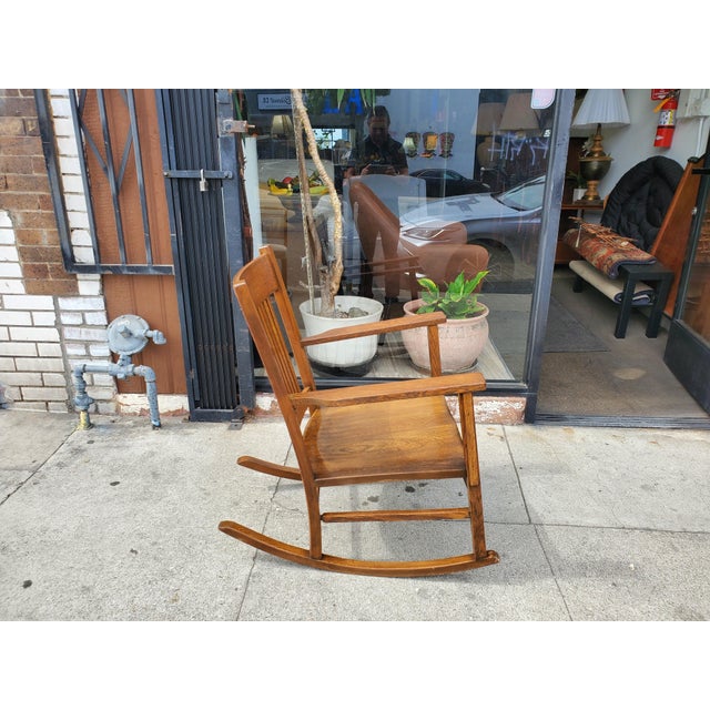 1920s Oak Rocking Chair For Sale In Los Angeles - Image 6 of 12