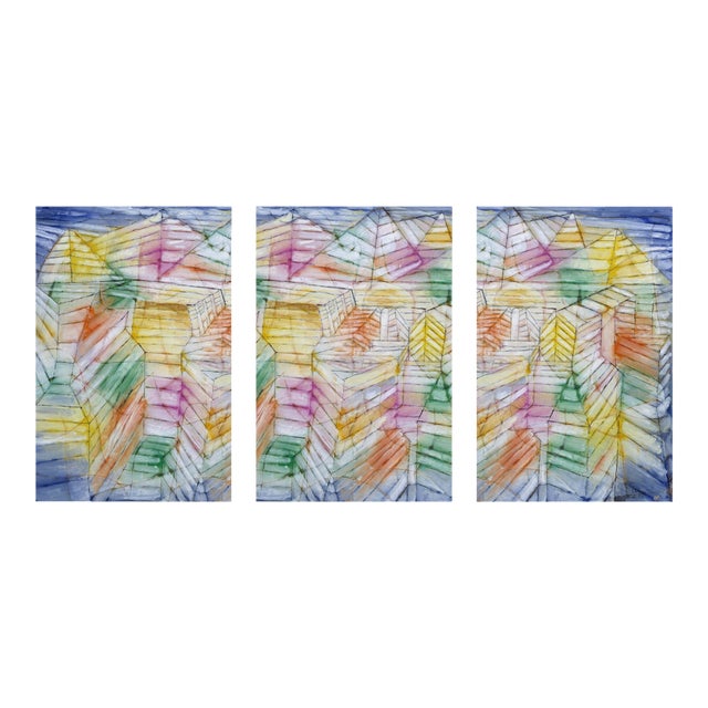 1920 Theater Mountain Construction Modernist Multicolor Fine Art Print Triptych by Paul Klee, 36" X 54" Per Panel For Sale