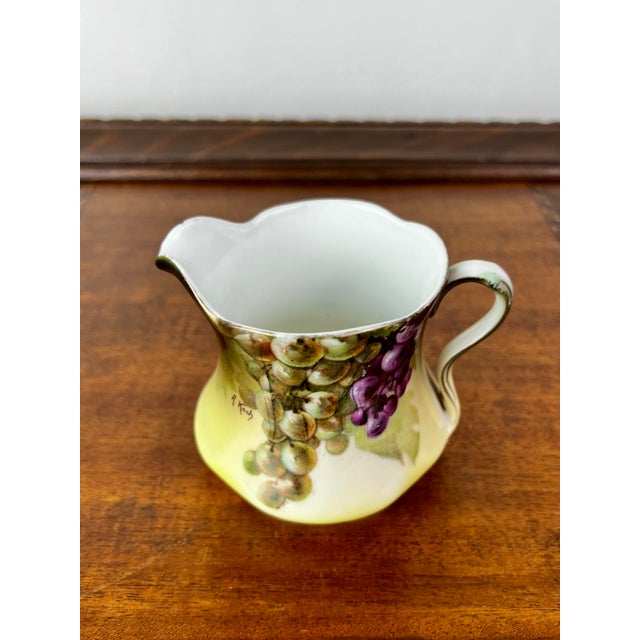 Art Nouveau Antique Art Nouveau Jaeger & Co. Bavarian, A. Koch Grape Motif Porcelain Dessert Trio For Sale - Image 3 of 12