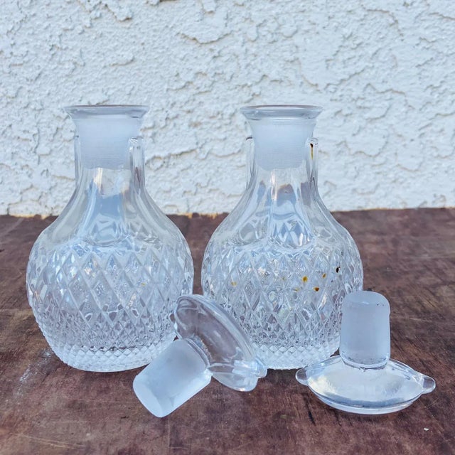 Mid Century English Oil and Vinegar Bottles With Stand For Sale - Image 10 of 12