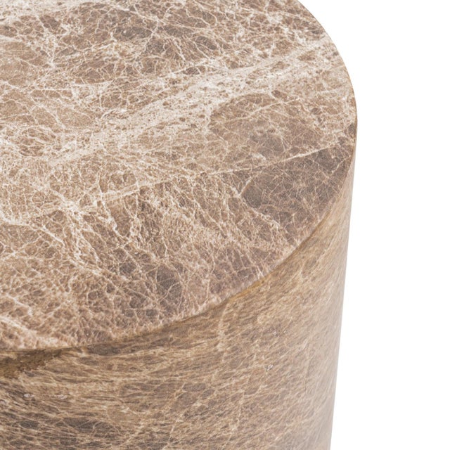 Fresh taupe and ivory toned faux marble end table / pedestal made from glass-fiber reinforced concrete material....