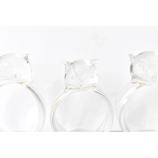 Transparent Vintage Owl Blown Glass Napkin Rings - Set of 4 For Sale - Image 8 of 9