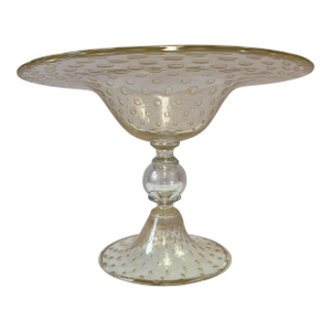 Vintage Archimede Seguso Murano for Tiffany & Co. Bullicante Gold Fleck Centerpiece Bowl (As Is)