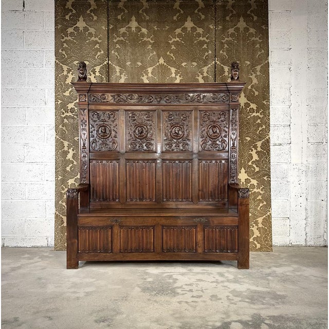 Renaissance Style Chest Bench in Walnut, 1890s For Sale - Image 12 of 16