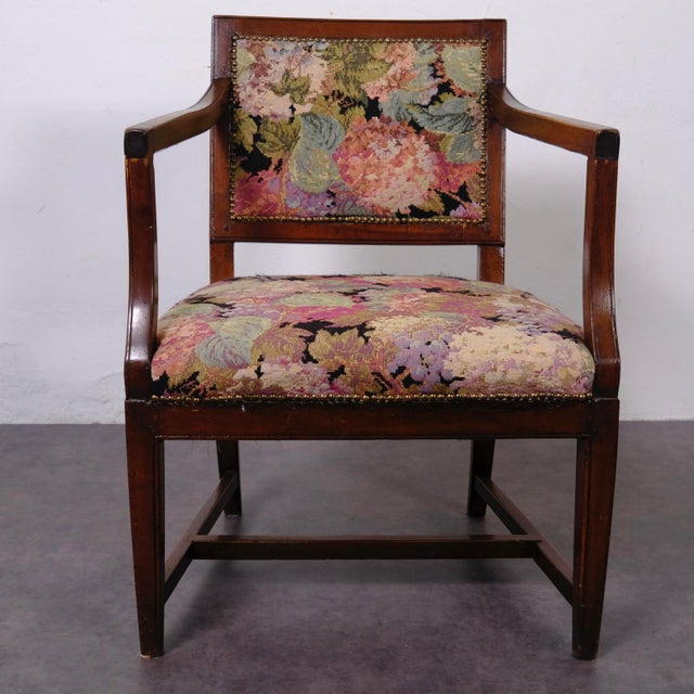 Late 19th Century Wooden and Fabric Armchair with Cushion For Sale - Image 6 of 18