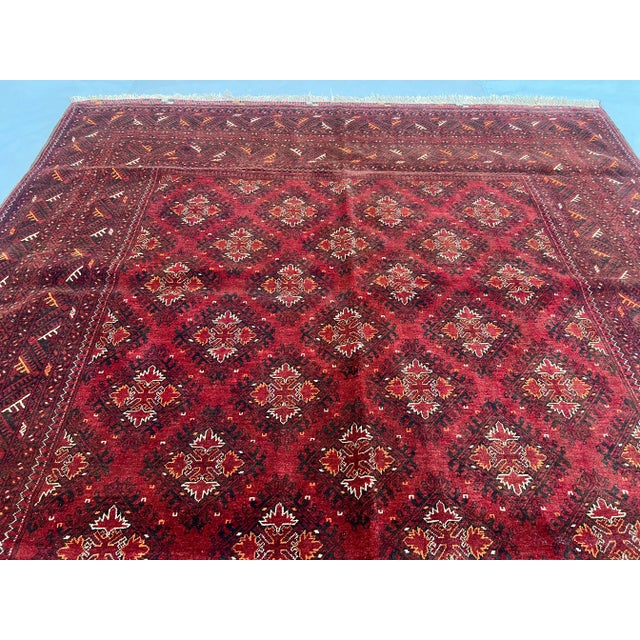 Vintage Afghan Turkoman Ersari Hand-Knotted Wool Rug For Sale - Image 4 of 11