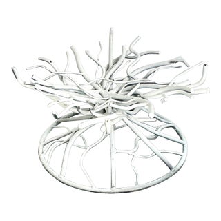 Vintage Boho Wrought Iron Coral Branch Coffee Table Pedestal For Sale