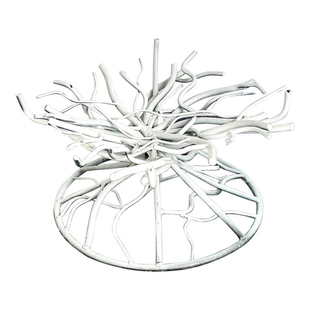 Vintage Boho Wrought Iron Coral Branch Coffee Table Pedestal For Sale