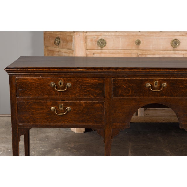 English 19th Century Oak Sideboard with Five Drawers and Carved Spandrels For Sale In Atlanta - Image 6 of 12