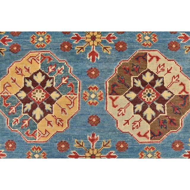 Kazak Runner 2’8” X 9’4” Blue Wool Tribal Hand-Knotted Oriental Rug For Sale - Image 9 of 13