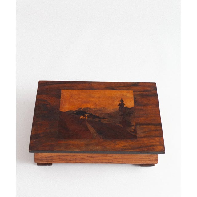 Wood Alpine Landscape Marquetry Box For Sale - Image 7 of 7