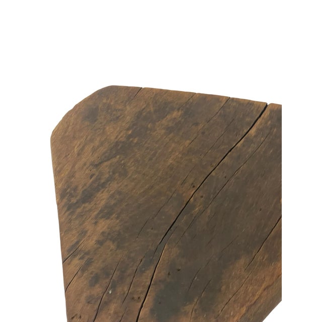Wood Early 20th Century Primitive Hand-Worn Wooden Milking Stool For Sale - Image 7 of 12