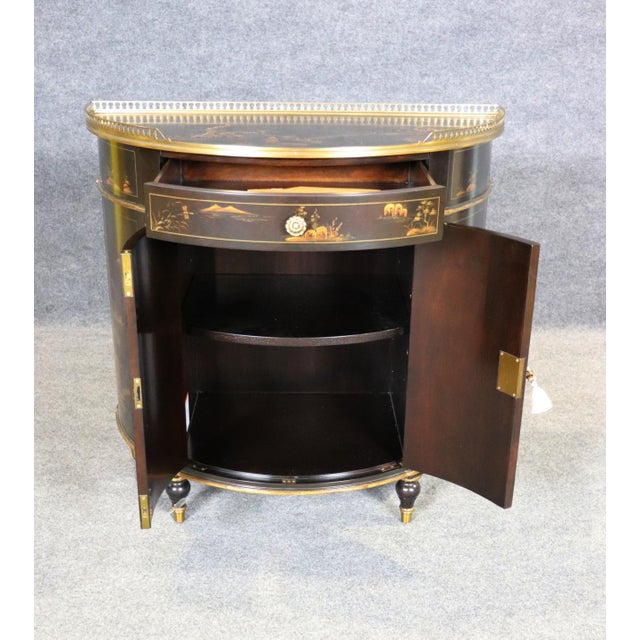 Theodore Alexander New Old Stock Painted Chinoiserie Demilune Commode For Sale - Image 10 of 15