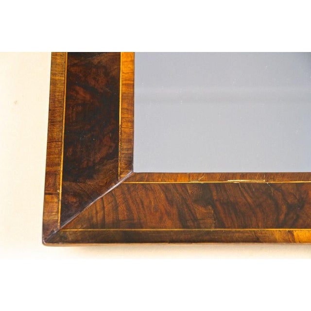 Brown Antique Biedermeier Wall Mirror in Walnut Frame, 1830 For Sale - Image 8 of 16