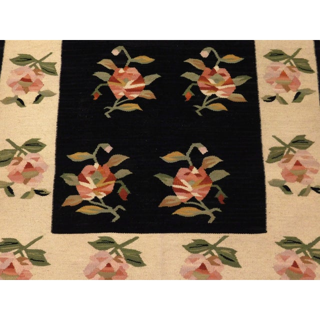 Black Hand Woven Turkish Kilim. 3'1"x 5'1" For Sale - Image 8 of 11