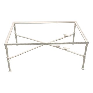 Vintage Bronze Painted White Coffee Table With Birds Attributed to Diego Giacometti For Sale